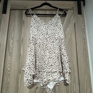 Altar'd State Cream and Brown Leopard Print Romper